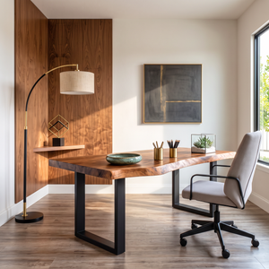 Live Edge Solid Wood Desk For Modern Home Office
