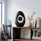 Solid Wood Oval Table Clock with Hollow Sculptural Frame