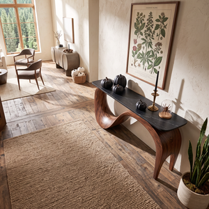 Sculptural Solid Wood Console Table with Flowing Arch Base