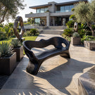 Sculptural Solid Wood Bench with Organic Carved Form