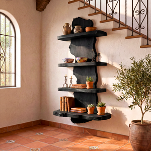 Live Edge Wooden Wall Shelf Rustic Floating Solid Wood Shelving