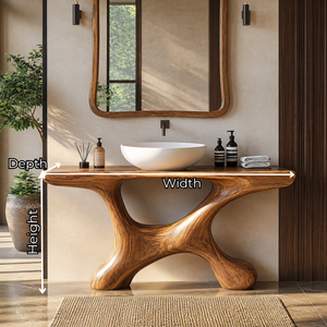 Bathroom Vanity Solid Wood with Sculptural Open Arch Base for Rustic Bathroom
