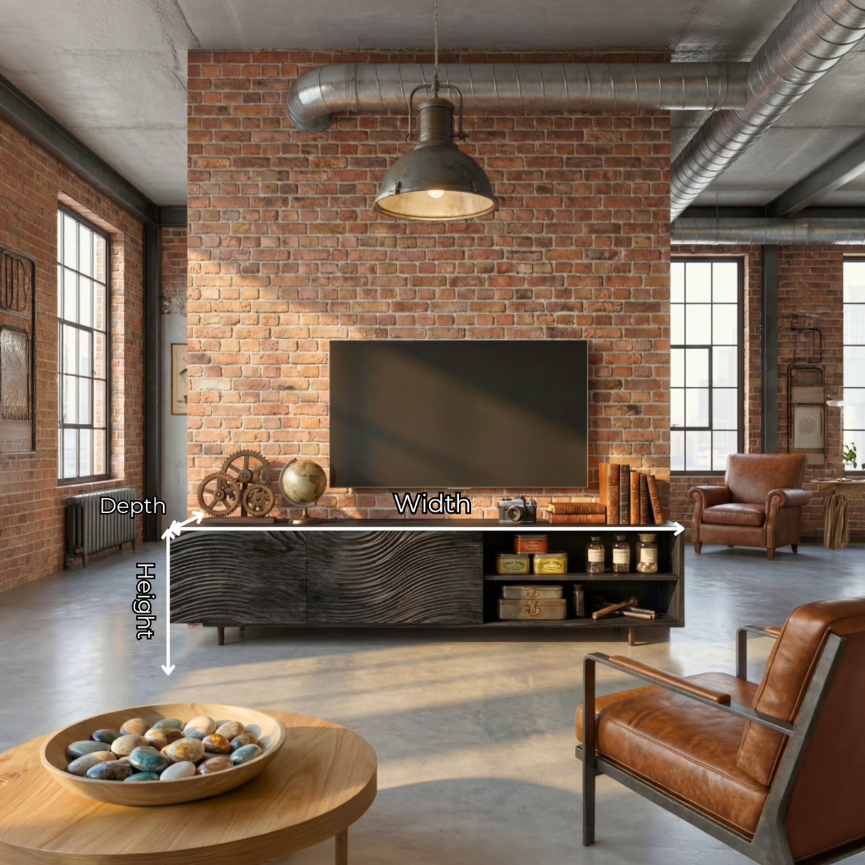 Sculptural Wood TV Cabinet with Carved Wave Front and Open Shelving, Modern Media Console.