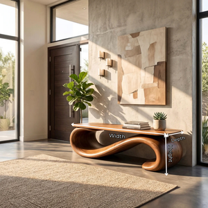 Organic Wood Bench with Sculptural Loop Base for Modern Interiors