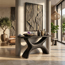 Solid Wood Sculptural Console Table for Organic Modern Entryway