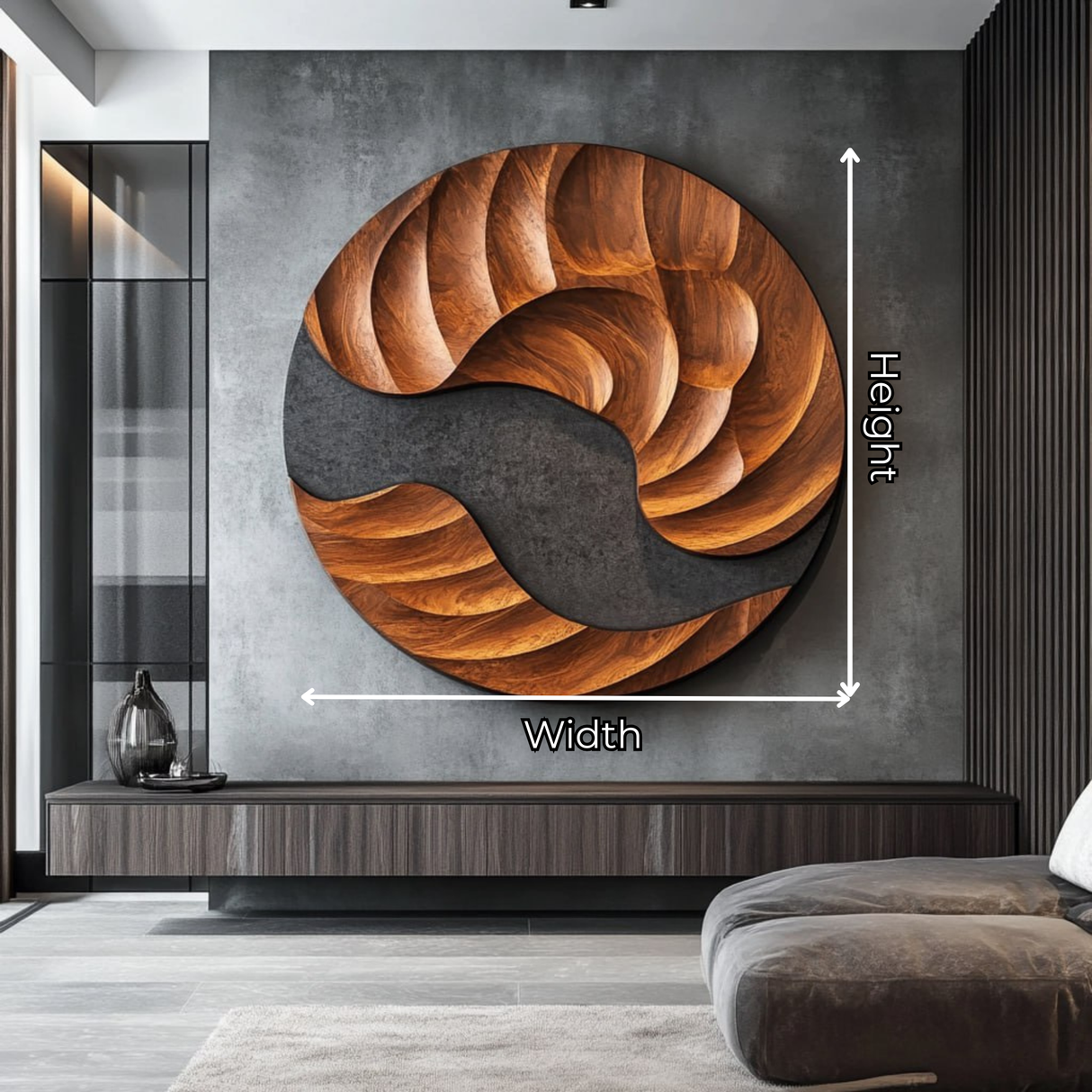 Solid Wood Abstract Wall Art with Swirling Cutout and Layered Carved Grain