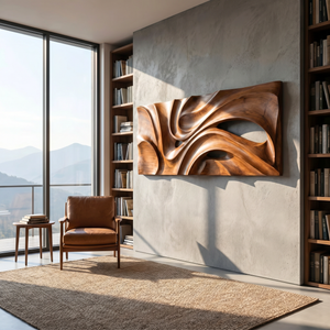 Flow Void Solid Wood Wall Sculpture Modern Organic Abstract Wooden Wall Art Panel