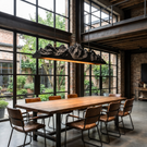 Sculptural Mountain Ridge Wood Pendant Light