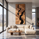 River Canyon Solid Wood Wall Sculpture Vertical Organic Modern Abstract Art Panel