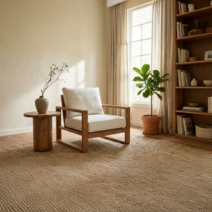 Solid Wood Lounge Chair with Cushion Handmade Wooden Armchair