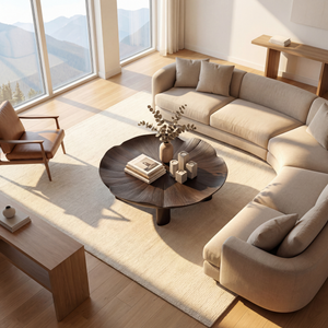 Sculptural Solid Wood Coffee Table with Textured Organic Top