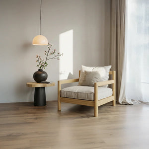 Japanese Style Solid Wood Lounge Chair Handmade Zen Armchair with Cushion