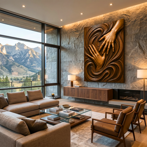 Handmade Abstract Wooden Hand Wall Sculpture Artwork