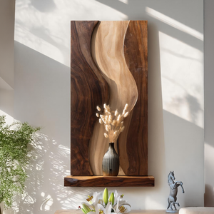 Abstract Solid Wood Wall Art with Organic Wave Design