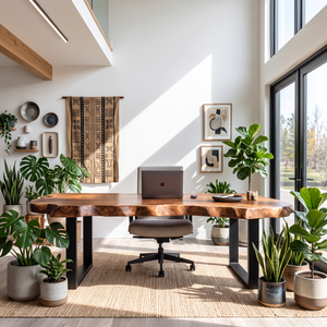 Natural Live Edge Solid Wood Desk For Home Office