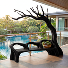Handmade Organic Tree Wooden Bench Sculpture