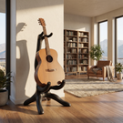 Sculptural Guitar Holder Handmade Wooden Instrument Stand