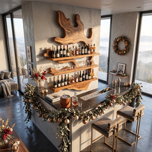 Tree Canopy Solid Wood Wall Wine Rack with Three Wine Display Shelves
