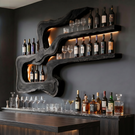 Handmade Organic Wood Wine Rack Wall Shelf Sculptural Bar Decor