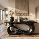 Console Table Solid Wood with Double Infinity Loop Base for Entryway Decor