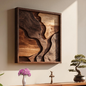 Organic Solid Wood Wall Sculpture Panel for Modern Interiors