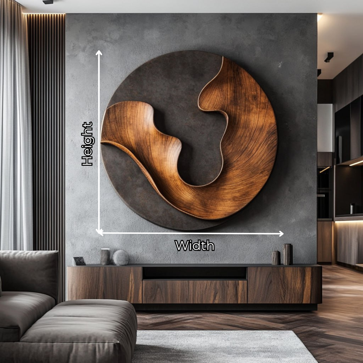 Abstract Round Wood Wall Sculpture with Interlocking Organic Forms