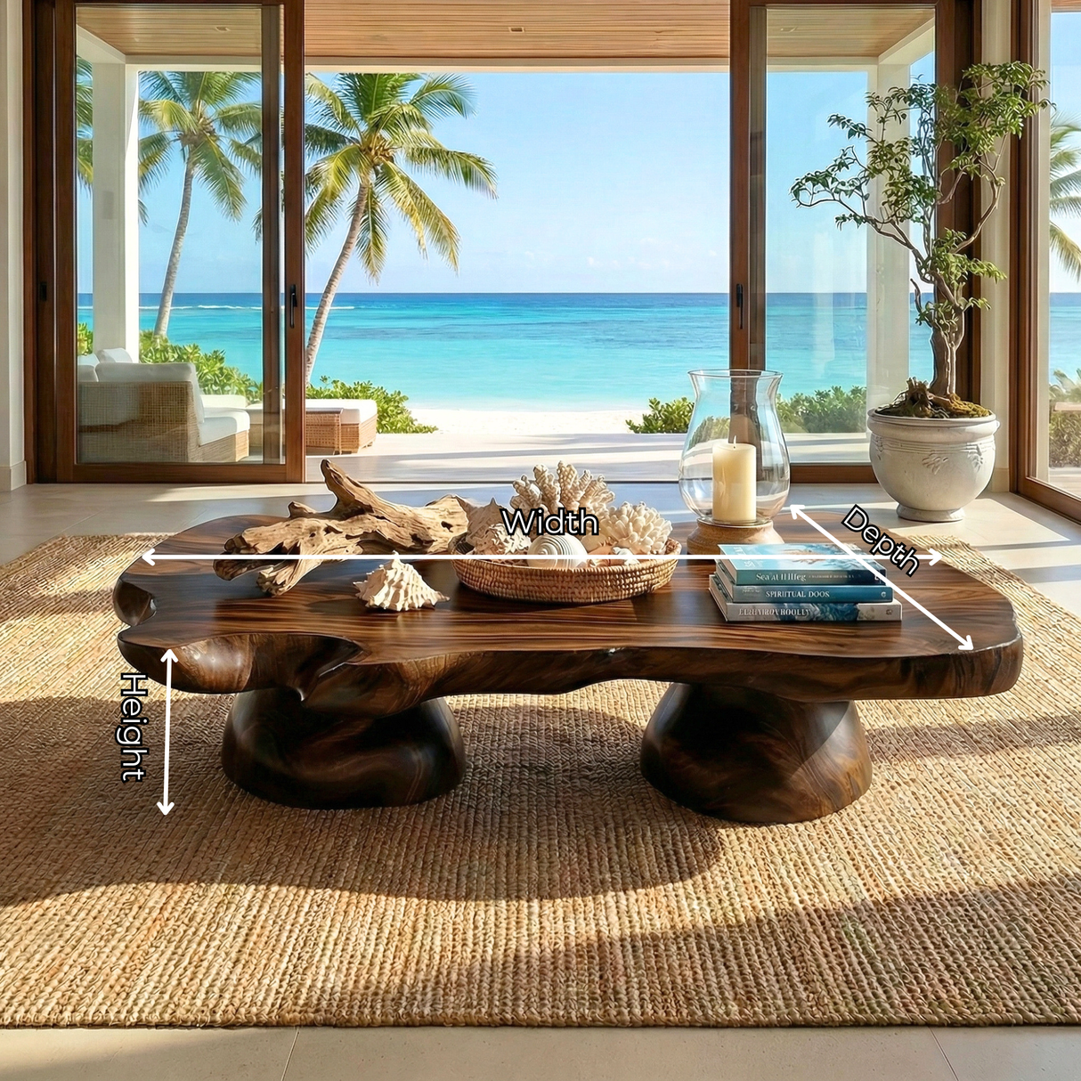 Solid Wood Organic Coffee Table for Japandi and Tea Room Interiors