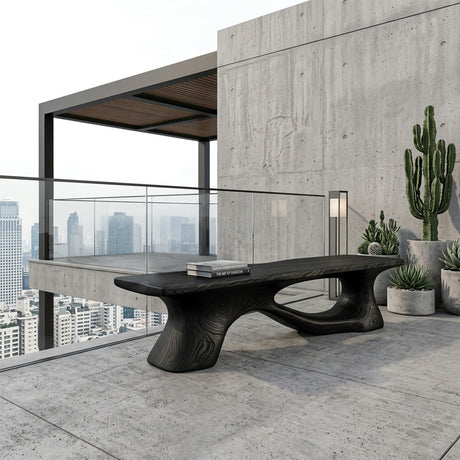 Sculptural Solid Wood Bench with Organic Form for Modern Interiors