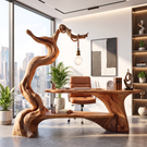 Desk Solid Wood with Hanging Lamp and Shelf for Reading Nook