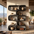 Organic Modern Bookshelf Handmade Sculptural Display Shelf Contemporary Storage Unit