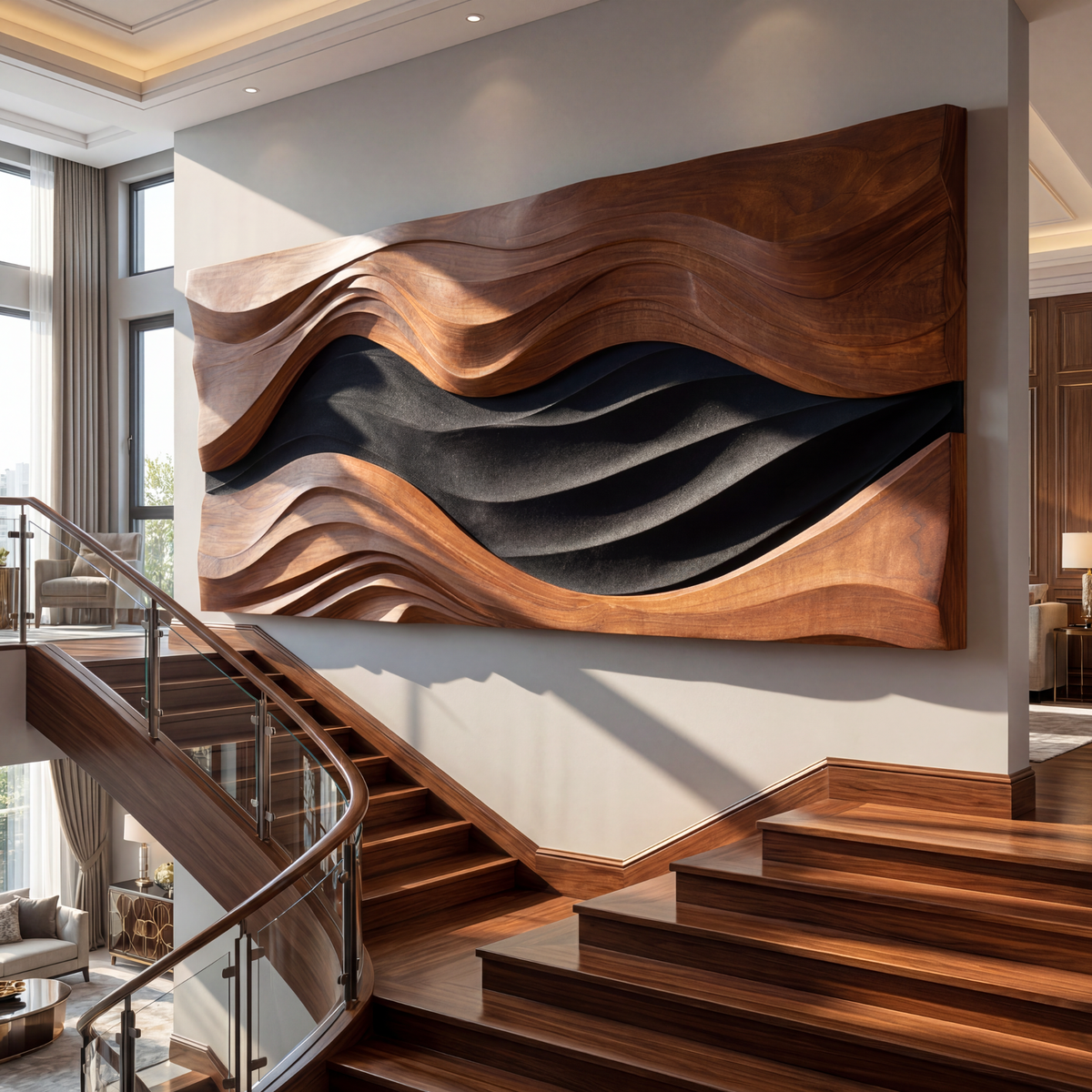 Sculpted Horizon Layered Wooden Wall Art Modern Organic Abstract Sculpture