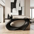 Console Table Solid Wood with Sweeping Oval Loop Base for Entryway Decor