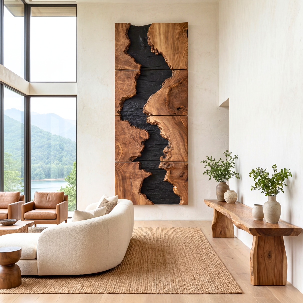 Canyon Divide Solid Wood Wall Sculpture Large Vertical Organic Modern Statement Art