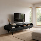 Organic Modern Curved Solid Wood TV Stand Handcrafted Natural Wood Media Console with Drawers
