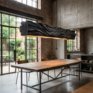 Handcrafted Organic Wood Pendant Light with Flowing Carved Texture