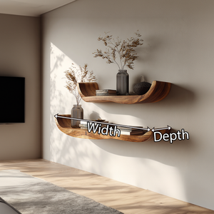 Curved Solid Wood Floating Wall Shelves Set