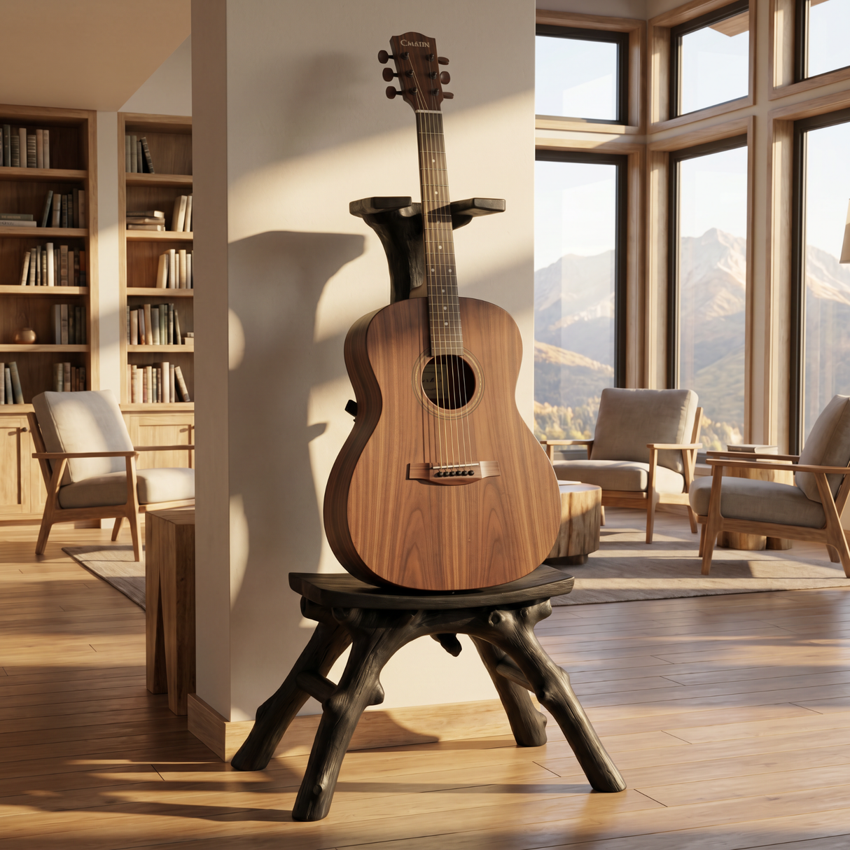 Driftwood Guitar Holder Handmade Wooden Floor Stand