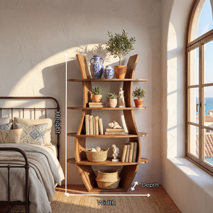 Curved Tiered Wood Corner Display Shelf with Open Round Shelving
