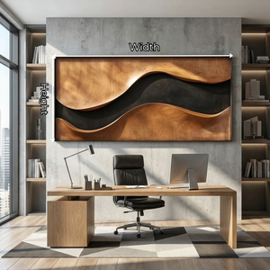 Sculptural Wood Wall Art Panel with Black Wave