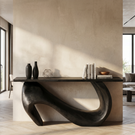 Console Table Solid Wood with Asymmetric Loop Base for Entryway Decor