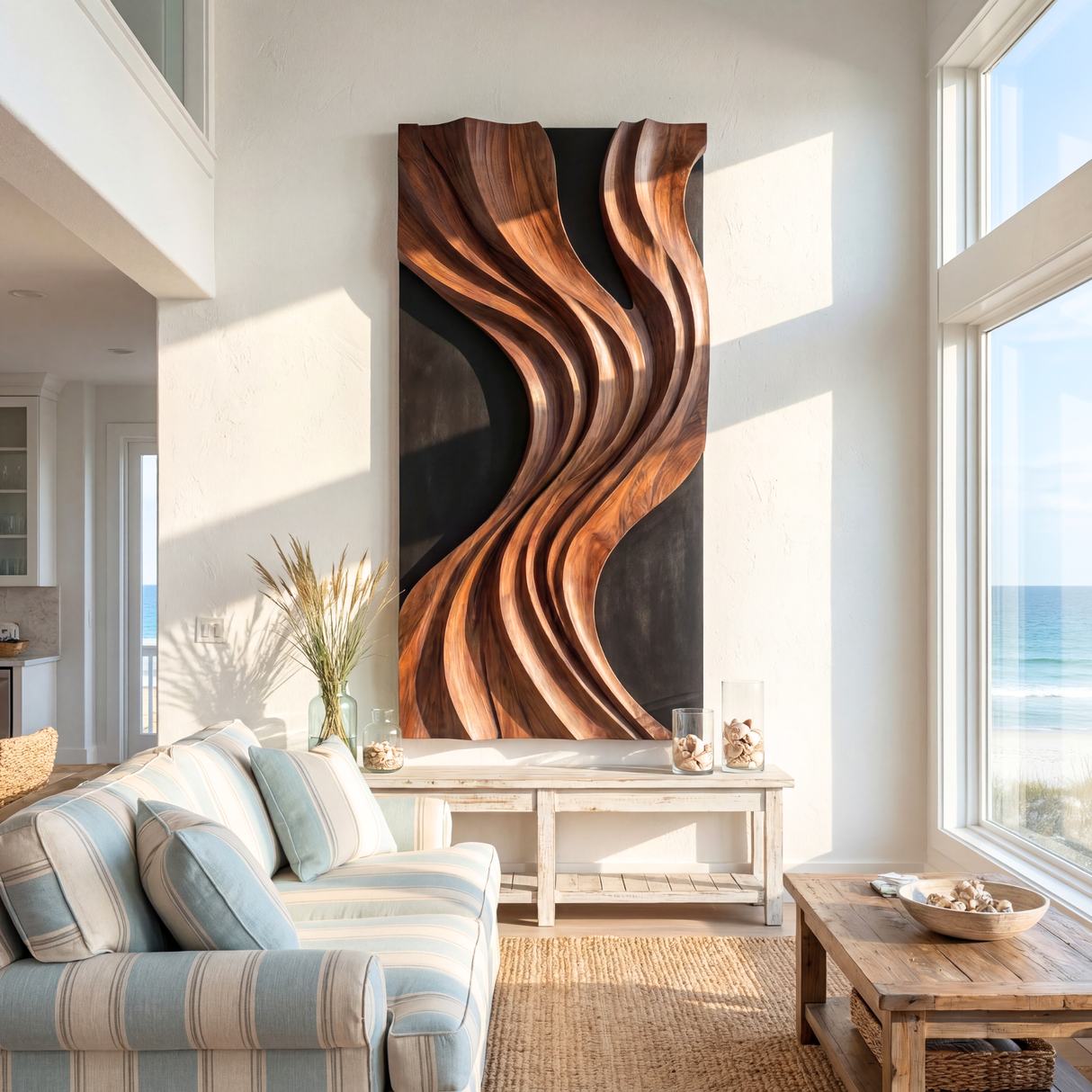 Vertical Wooden Wall Art Luxury Organic Abstract Sculpture