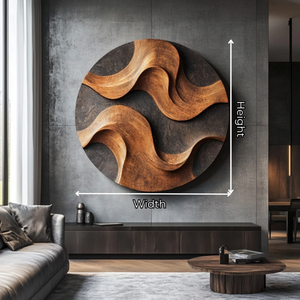 Handcrafted Wood Wall Sculpture with Woven Wave Relief and Charcoal Contrast