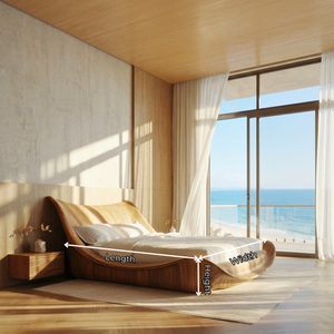 Wave Solid Wood Bed Frame for Modern Bedroom