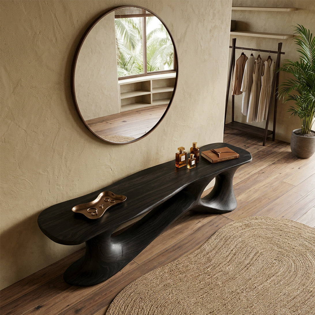 Handcrafted Organic Wood Console Table Sculptural Modern Entryway Table