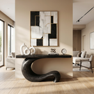 Console Table Solid Wood with Sculptural Curl Base for Entryway Decor