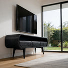 Mid-Century Solid Wood TV Console with Curved Frame