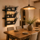 Modern Flame Inspired Solid Wood Wine Rack Wall Shelf