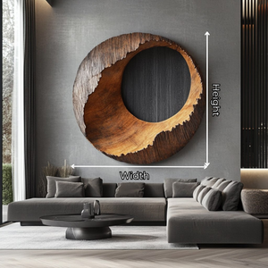 Textured Solid Wood Eclipse Wall Sculpture with Open Center and Natural Edge