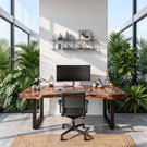 Organic Live Edge Solid Wood Desk For Modern Home Office