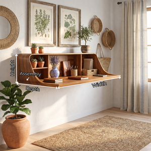 Modern Floating Desk with Integrated Shelf Storage